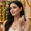 Tessara Silver-Plated AD-Studded Solitaire Pendant Set with Ring