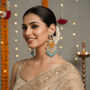 Tessara Silver-Plated Multicolor Meenakari Earrings with Dusty Teal Beaded Tassels