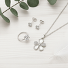 Tessara Silver-Plated White Butterfly & Solitaire Pendant Set with Ring