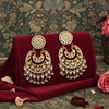 Tessara Gold-Plated Kundan & Pearl Chandbali Earrings in White
