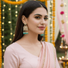 Tessara Gold-Plated Kundan Chandelier Earrings with Turquoise Beads