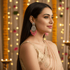 Tessara Silver Kundan Danglers with Rani Pink Beads