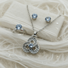 Tessara Silver Zirconia Floral & Solitaire Pendant Set