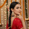 Tessara Gold-Plated Kundan & Pearl Chandbali Earrings with Black Beads