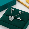 Tessara Sterling Silver Butterfly Translucent Pendant Set