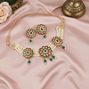Tessara Copper Gold-plated Green, Red Jewel Set