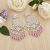 Tessara Silver Kundan Chandeliers with Onion Pink Beads