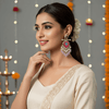 Tessara Silver-Plated Multicolor Meenakari Earrings with Lavender Beaded Tassels