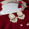Tessara Gold Kundan & Pearl Danglers with Pearl Fringe