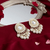 Tessara Gold Kundan & Pearl Danglers with Pearl Fringe