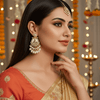 Tessara Gold-Plated Kundan & Pearl Drop Earrings in White