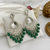Tessara Silver-Plated Kundan Teardrop Earrings with Bottle Green Beaded Fringe