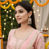 Tessara Gold-Plated Kundan Chandelier Earrings with Black Beads