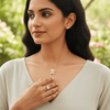 Tessara Gold-Plated Translucent Stone Floral & Solitaire Set