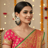 Tessara Silver-Plated Kundan Drop Earrings with Black Beaded Fringe