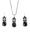 Oval Drop Oxidized Silver Plated Chain Pendant with Earrings Jewelry Set