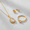 Tessara Gold-Plated Translucent Stone Tear Drop Pendant Set