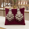 Tessara Silver Kundan Chandeliers with Wine Beads