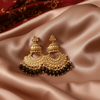 Tessara Gold Kundan Pearl Chandbali with Mehendi Green Beads