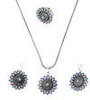 Trendy Traditional Oxidized Chain Pendant Earrings With Finger Ring Combo Necklce Pendant Set