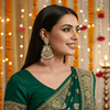 Tessara Gold-Plated Kundan & Pearl Chandbali Earrings with Onion Pink Beads