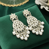 Tessara Silver-Plated Contemporary Pearl Drop Earrings in White