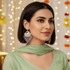 Tessara Silver-Plated Kundan Teardrop Earrings with Lavender Beaded Fringe