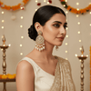 Tessara Gold-Plated Kundan & Pearl Teardrop Earrings in White