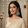 Tessara Silver Kundan Chandeliers with Rama Green Beads