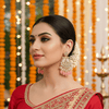Tessara Gold-Plated Kundan & Pearl Chandbali Earrings with Onion Pink Beads