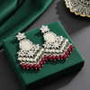 Tessara Silver Kundan Chandeliers with Rani Pink Beads