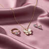 Tessara Gold-Plated Translucent Stone Butterfly Pendant Set