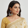 Tessara Silver-Plated Multicolor Meenakari Chandbali Hoop Earrings
