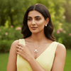 Tessara Rose Gold-Plated Pearl & Zirconia Floral Pendant Set