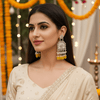 Tessara Silver-Plated Kundan Chandelier Earrings with Yellow Beads