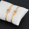 Tessara Pink Meenakari Heart Bangles, Gold-Toned
