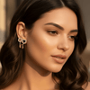 Tessara Rose Gold-Plated Black Stone Heart & Zirconia Earrings