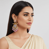 Tessara Gold-Plated Carved Stone & Pearl Drop Earrings in Lavender