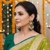 Tessara Gold-Plated Multicolor Meenakari Earrings with Green Beaded Tassels