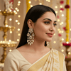 Tessara Silver-Plated Kundan & Pearl Teardrop Dangler Earrings in White