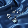 Tessara Silver-Plated Sea Green Cabochon & Solitaire Pendant Set with Ring