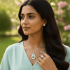 Tessara Sterling Silver Interlocked Zirconia Pendant Set
