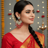 Tessara Silver-Plated Kundan Chandelier Earrings with Maroon Beaded Tassels