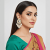 Tessara Gold Kundan & Pearl Danglers with Pearl Fringe