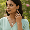 Tessara Sterling Silver Interlocked Zirconia Pendant Set