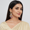 Tessara Gold-Plated Carved Stone & Pearl Drop Earrings in Lavender