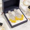 Tessara Silver Kundan Teardrop Danglers with Yellow Beads