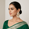 Tessara Gold Kundan & Pearl Danglers with Pearl Fringe