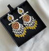 Festive Orange & Yellow Chandbali Earrings -by Tessara