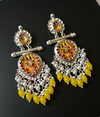 Festive Orange & Yellow Chandbali Earrings -by Tessara